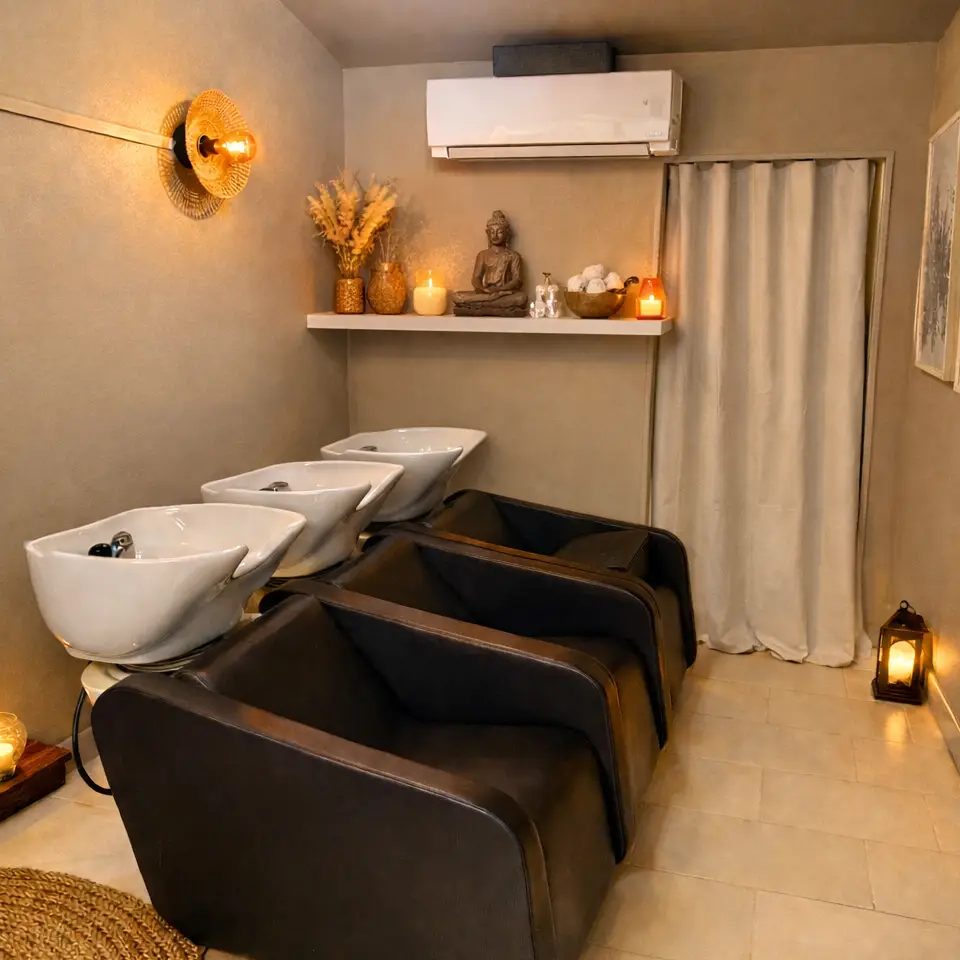 Espace shampoing confortable du Salon Tomás à Fargues Saint Hilaire